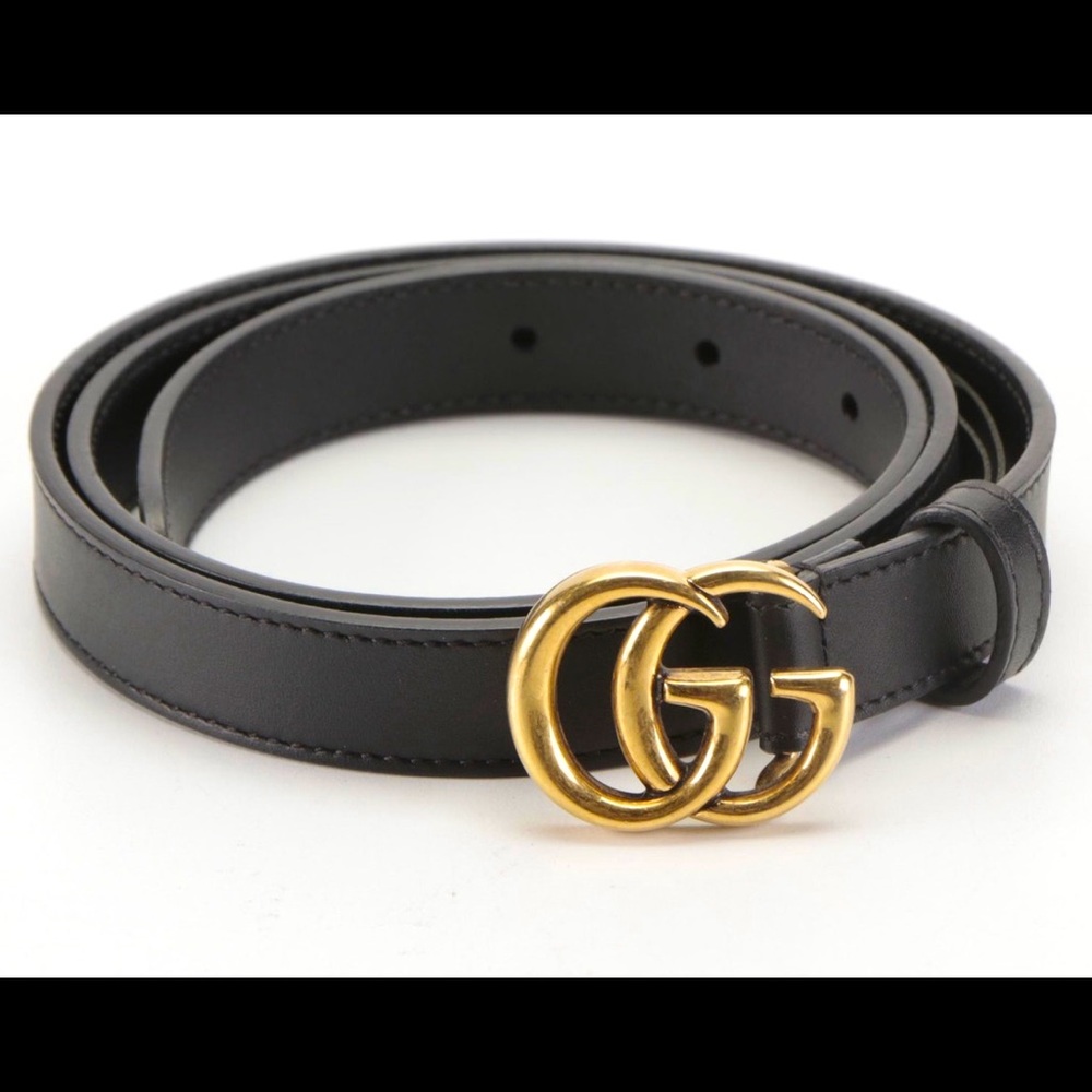 NO LONGER FOR SALE:  Authentic Gucci slim belt in black leather with Double G